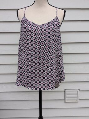 LOFT Geometric Print Spaghetti-Strap Shirt | Loft Flowy Sleeveless Top